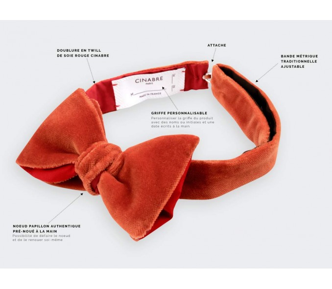 Cinabre Noeud Papillon Velours Cuivre Cinabre