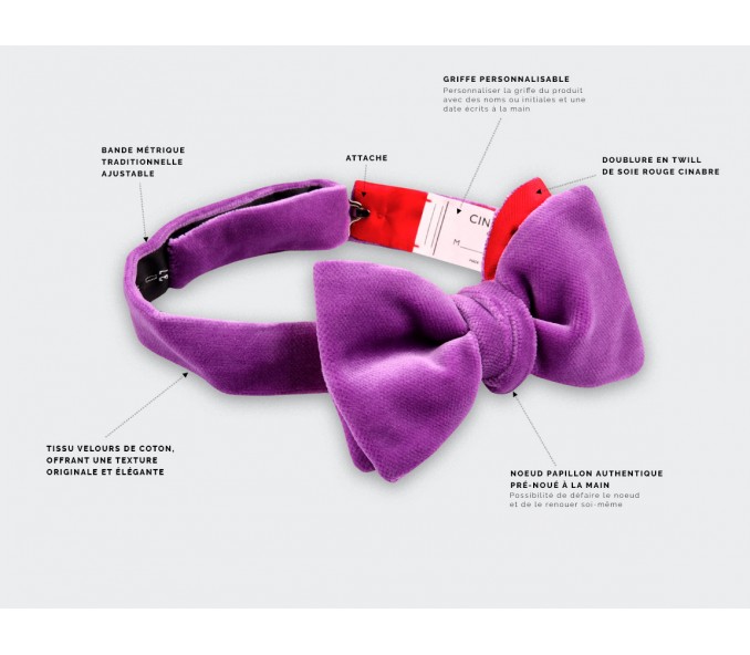 Cinabre Noeud Papillon Velours Lavande
