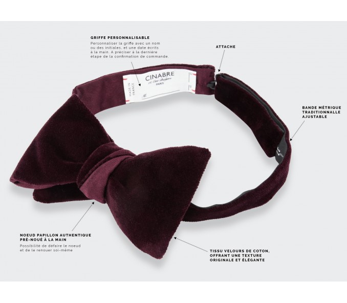 Cinabre Noeud Papillon Velours Lie De Vin