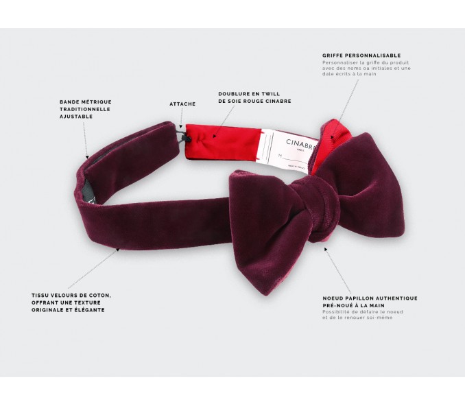 Cinabre Noeud Papillon Velours Lie De Vin Cinabre