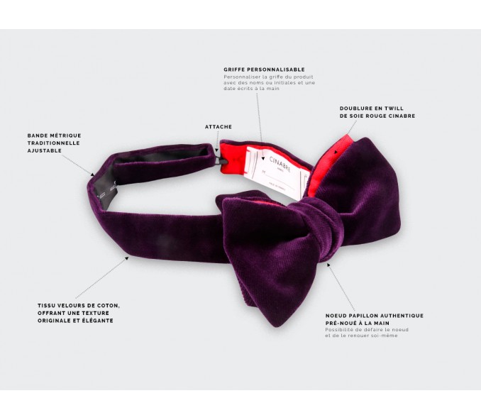 Cinabre Noeud Papillon Velours Mauve Cinabre