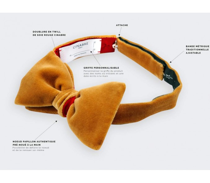 Cinabre Noeud Papillon Velours Moutarde Cinabre