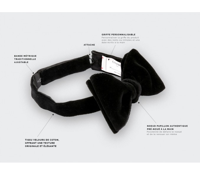 Cinabre Noeud Papillon Velours Noir
