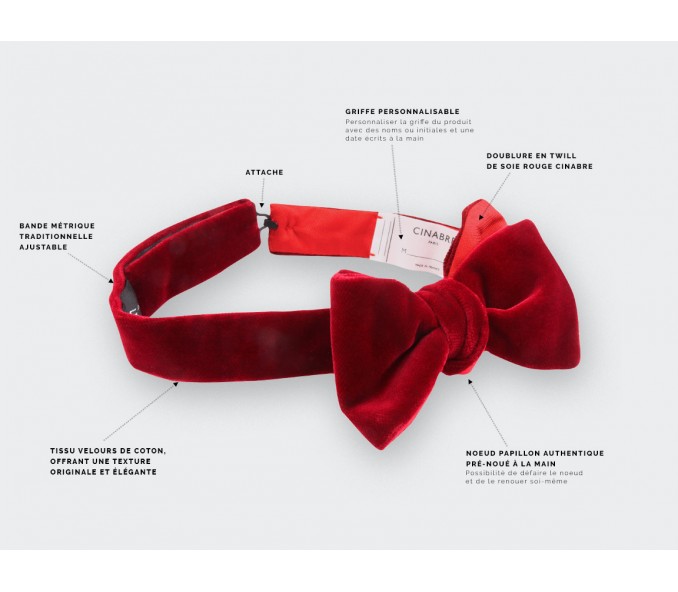 Cinabre Noeud Papillon Velours Rouge Cinabre