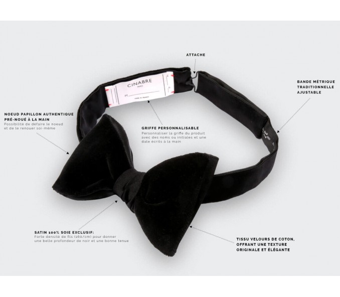 Cinabre Noeud Papillon Velours Satin Noir