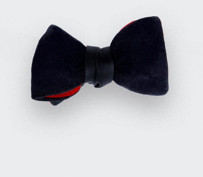 cinabre Noeud Papillon Velours Satin Noir Cinabre