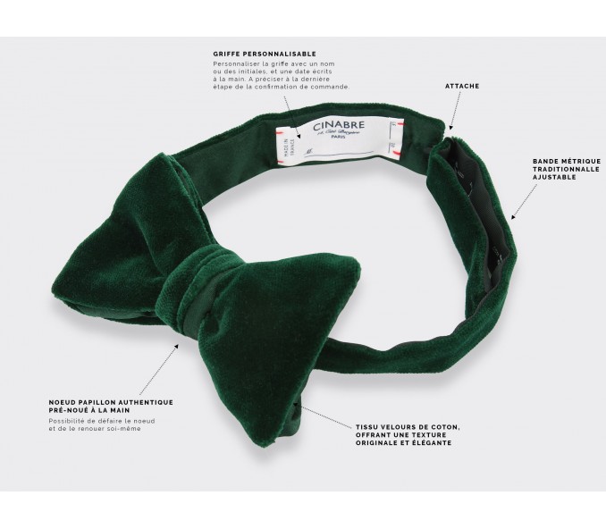 Cinabre Noeud Papillon Velours Vert émeraude