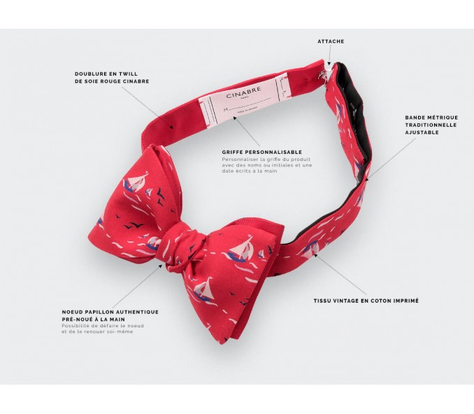 Cinabre Noeud Papillon Voiliers