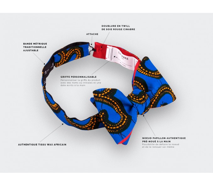 Cinabre Noeud Papillon Wax Bleu Jaune