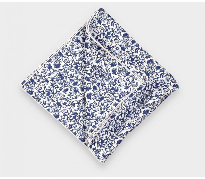 Cinabre Pochette Fleurie Blanc Bleu