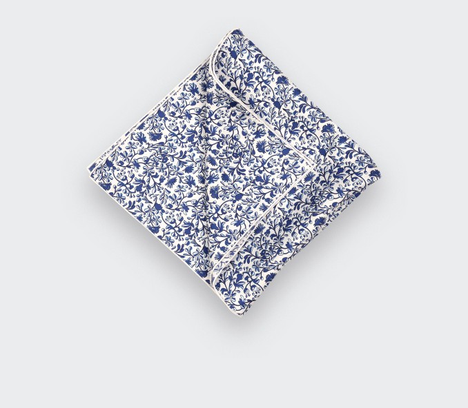 cinabre Pochette Fleurie Blanc Bleu