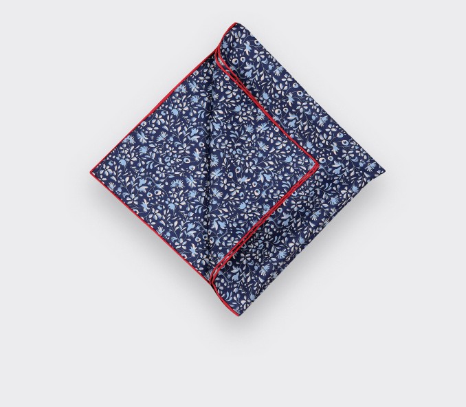 cinabre Pochette Fleurie Bleu Marine