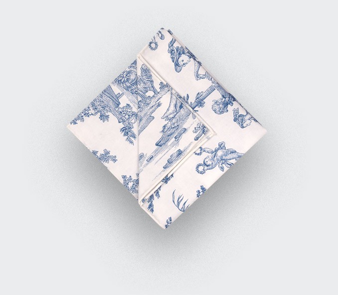 Cinabre Pochette Toile De Jouy Bleu