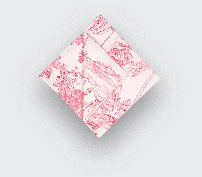 cinabre Pochette Toile de Jouy Rouge