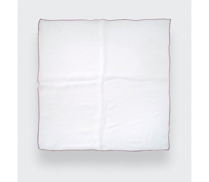 Cinabre Pochette Voile Blanche Bordure Rouge