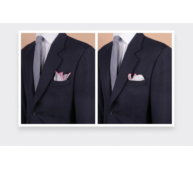 Cinabre Pochette Voile Blanche Bordure Rouge