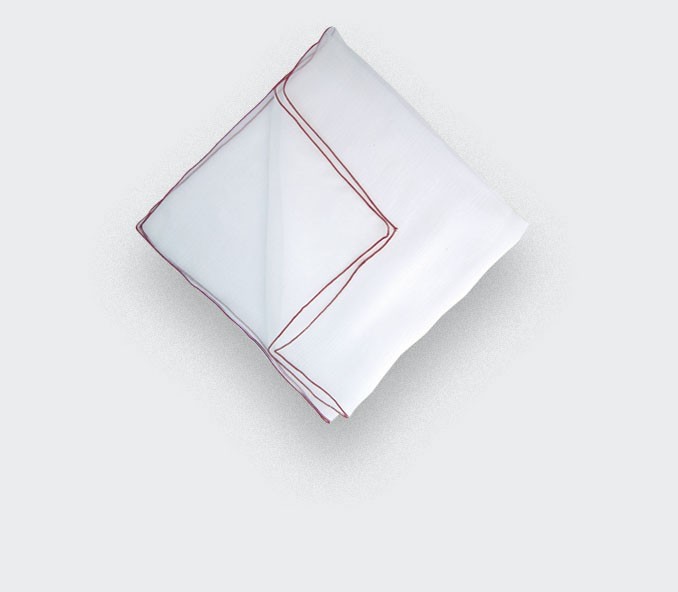 cinabre Pochette Voile Blanche bordure rouge