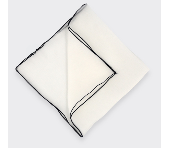 Cinabre Pochette Voile Blanche Bourdon Bleu Marine