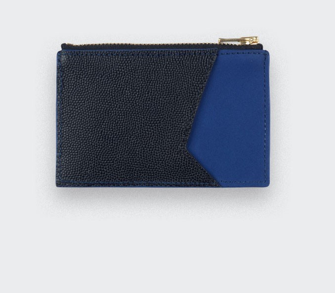 cinabre Porte Cartes Caviar Noir Bleu