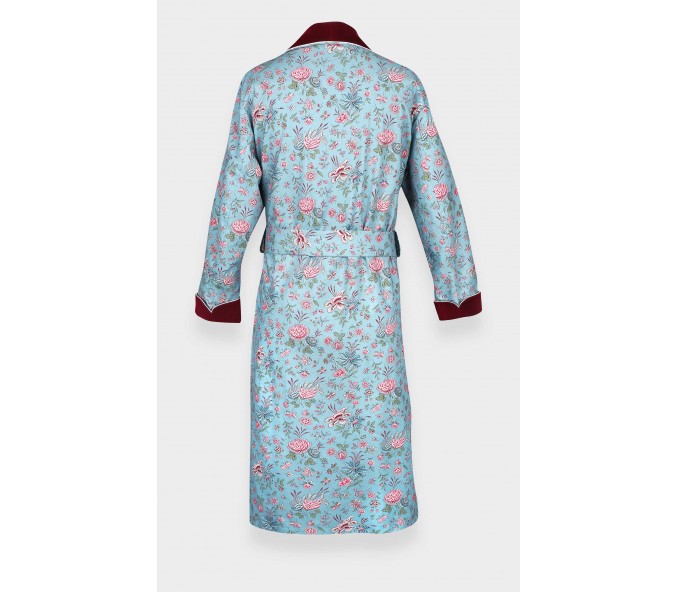 Cinabre Robe De Chambre Fleurie Bleu Clair