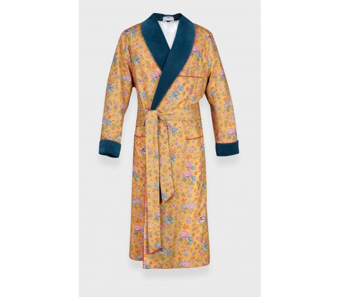 Cinabre Robe De Chambre Fleurie Moutarde