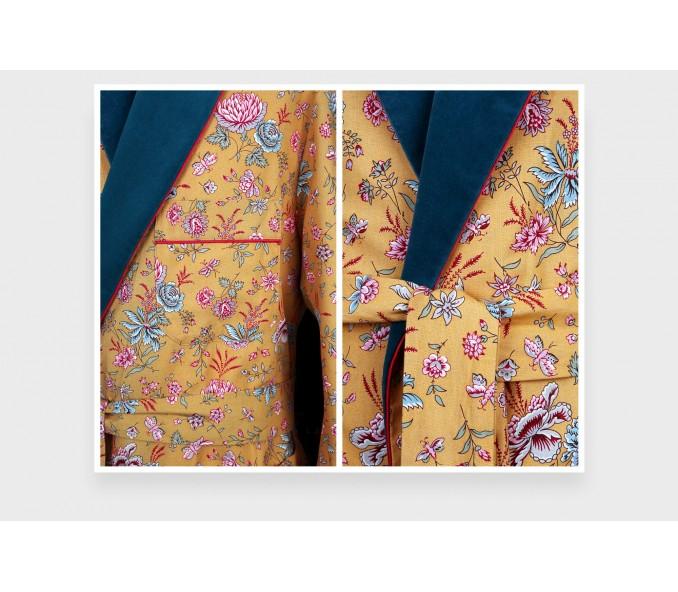 Cinabre Robe De Chambre Fleurie Moutarde