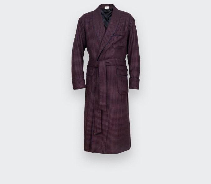 cinabre Robe de Chambre Pied-de-poule Bordeaux
