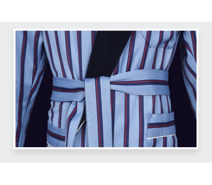 Cinabre Robe De Chambre Rayures Bleues