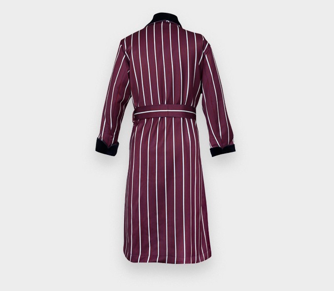 Cinabre Robe De Chambre Rayures Bordeaux