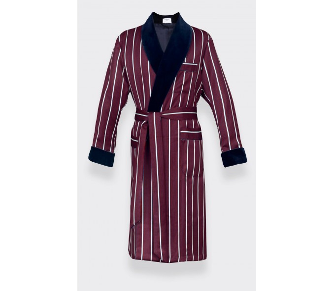 Cinabre Robe De Chambre Rayures Bordeaux