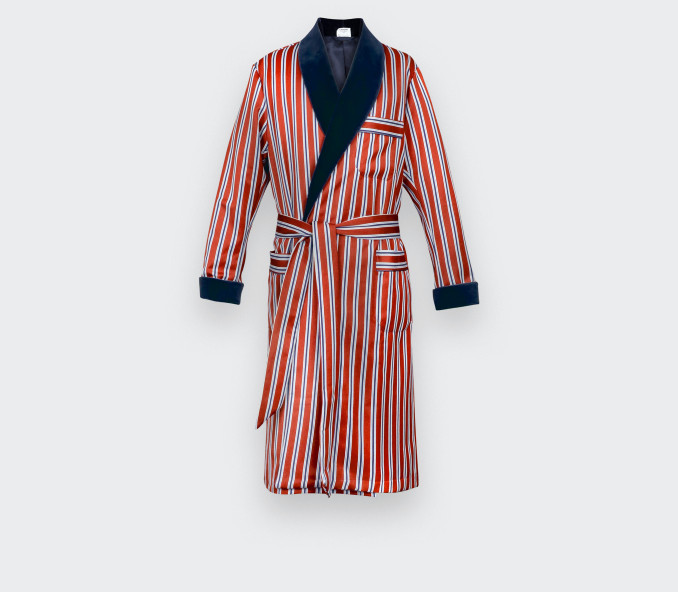 cinabre Robe de Chambre Rayures Rouges