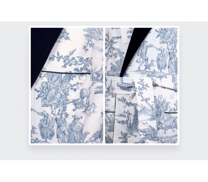 Cinabre Robe De Chambre Toile De Jouy