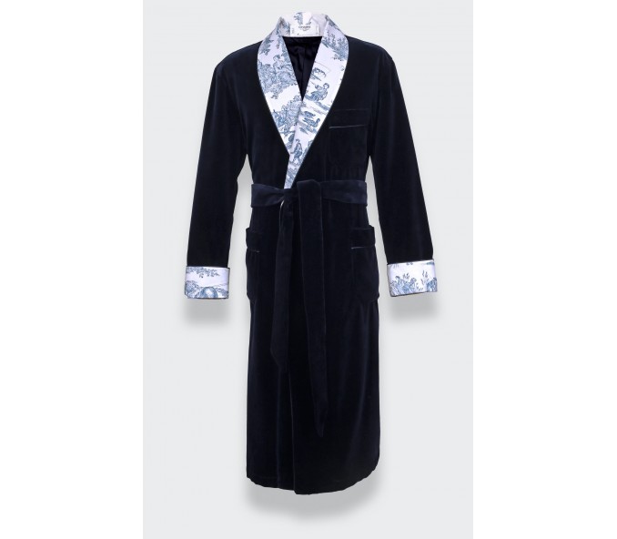 Cinabre Robe De Chambre Velours Marine