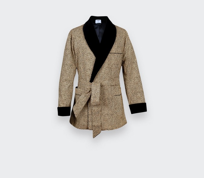 cinabre Smoking Jacket Plumettes Marron Crème