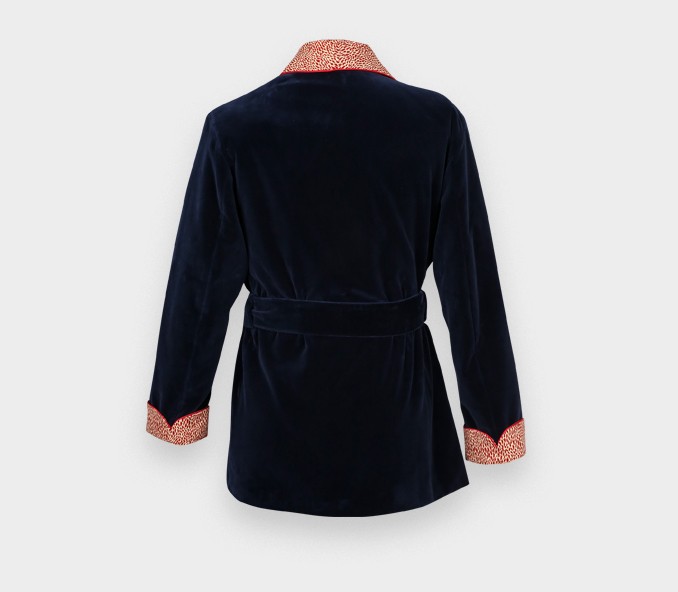 Cinabre Smoking Jacket Velours Bleu Marine