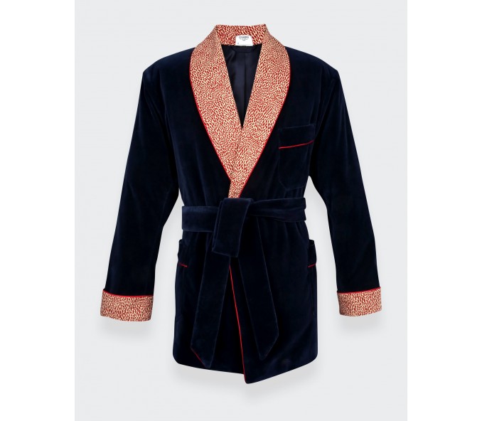 Cinabre Smoking Jacket Velours Bleu Marine