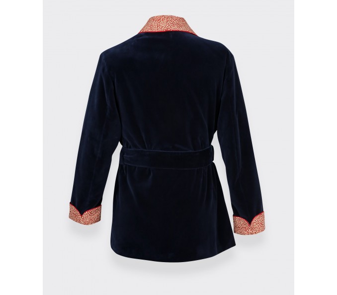 Cinabre Smoking Jacket Velours Bleu Marine