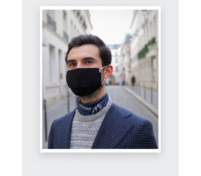 Cinabre Masque En Tissu Noir Lavable Catégorie 1 - Made In France