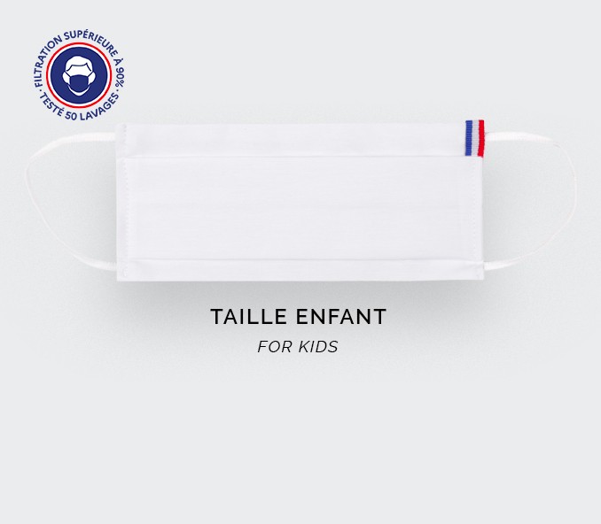 cinabre Masque Enfant en tissu blanc lavable Catégorie 1