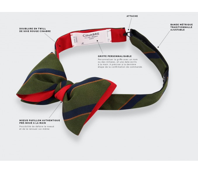 Cinabre Noeud Papillon Club Vert Marine Et Moutarde