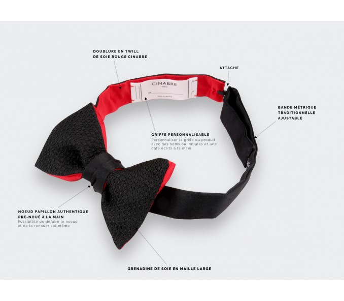 Cinabre Noeud Papillon Grenadine De Soie Noir Cinabre
