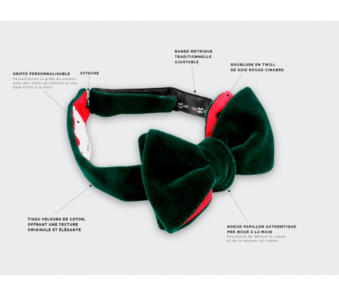 Cinabre Noeud Papillon Velours Vert émeraude Cinabre