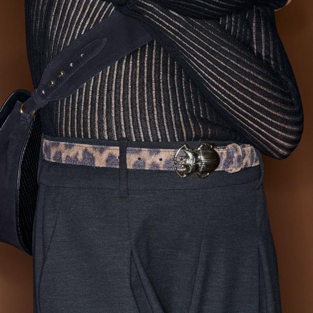 Claris Virot Baby Ceinture Cuir Leo Vintage Scarabée Argent - Claris Virot