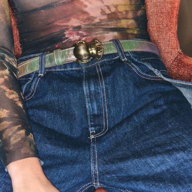 Claris Virot Baby Ceinture Cuir Lune Scarabée Or - Claris Virot