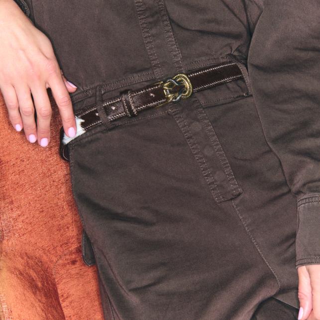 Claris Virot Baby Ceinture Cuir Rodeo Noeud Mixé Or Et Argent