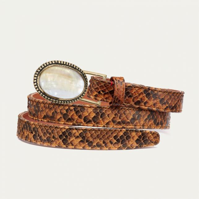 Claris Virot Baby Ceinture Python Moka Dallas Nacre - Claris Virot