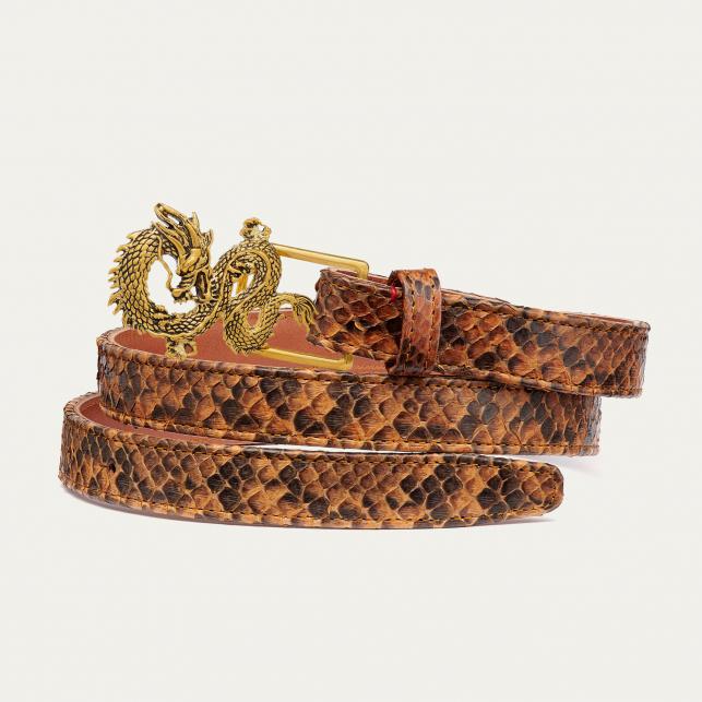 claris virot Baby Ceinture Python Moka Dragon Dorée