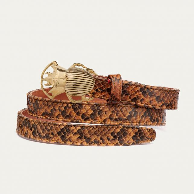 claris virot Baby Ceinture Python Moka Scarabée Dorée