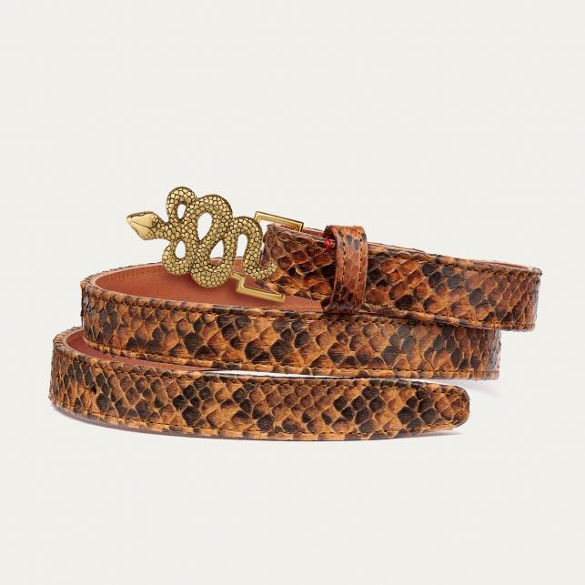 claris virot Baby Ceinture Python Moka Serpent Doré - Claris Virot