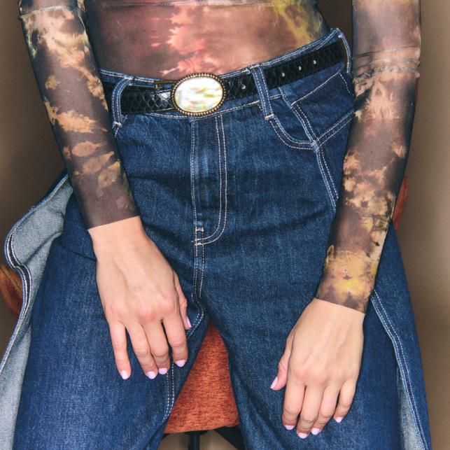 Claris Virot Baby Ceinture Python Noir Dallas Nacre - Claris Virot